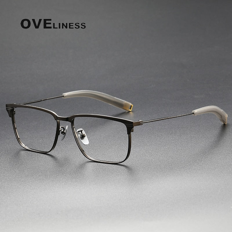 Oveliness Unisex Full Rim Square Acetate Titanium Eyeglasses Lsa104 Full Rim Oveliness gun