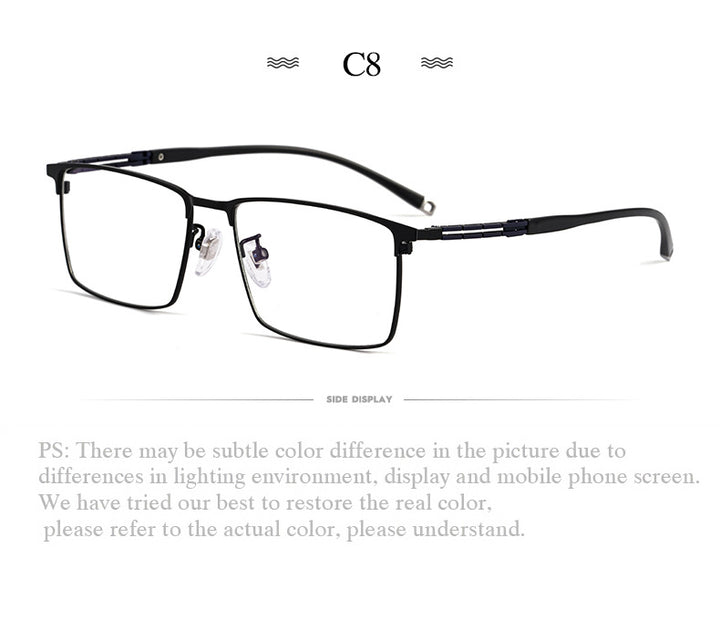 Hotochki Men's Full Rim Square Tr 90 Titanium Frame Eyeglasses T8607t Full Rim Hotochki