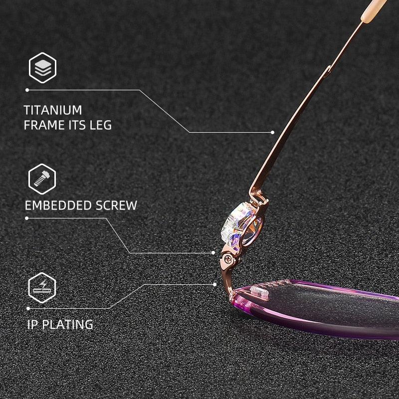 Zirosat Women's Rimless Rectangle Titanium Diamond Cut Eyeglasses 9060 Rimless Zirosat