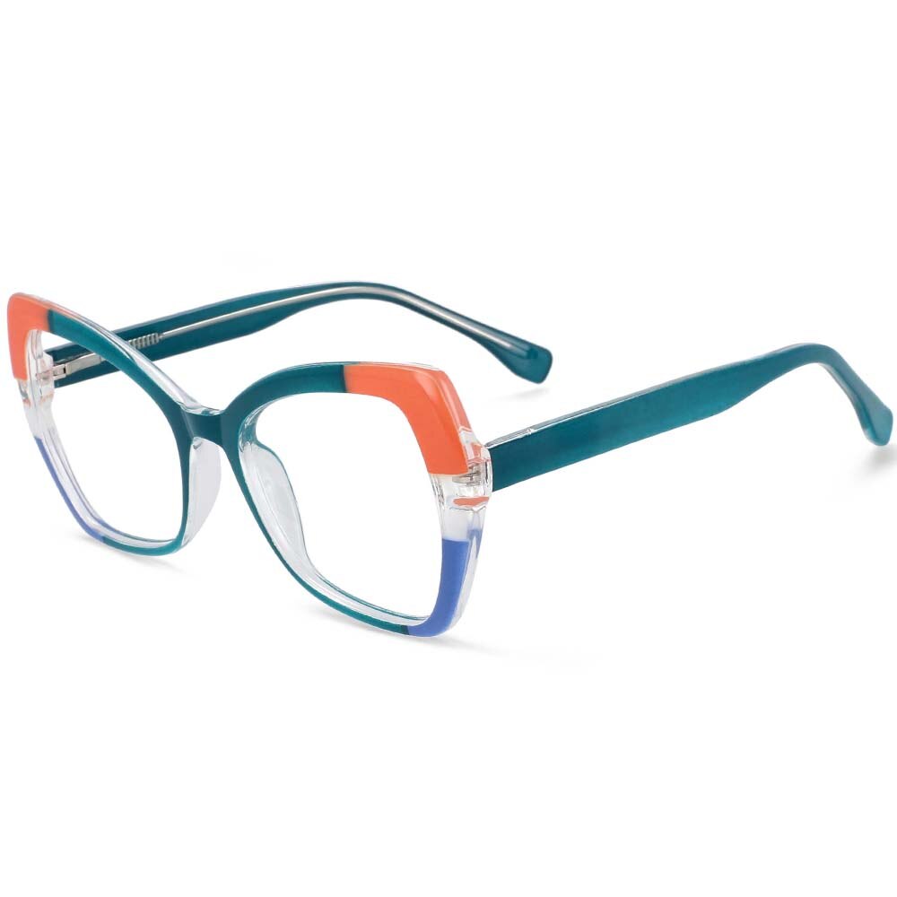 CCspace Unisex Full Rim Cat Eye Tr 90 Titanium Frame Eyeglasses 54153 Full Rim CCspace Green