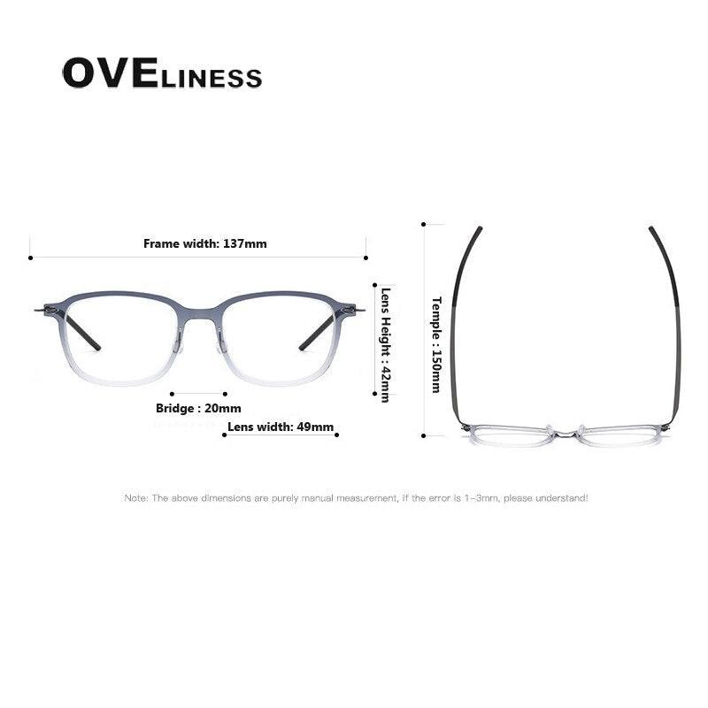 Oveliness Unisex Full Rim Square Acetate Titanium Eyeglasses 6510 Full Rim Oveliness