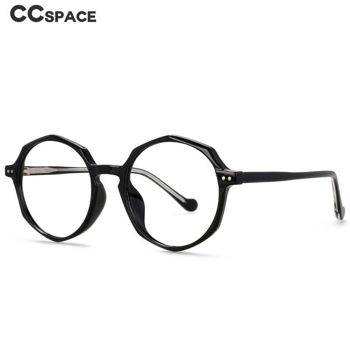 CCspace Unisex Full Rim Polygon Round Acetate Tr 90 Eyeglasses 53168 Full Rim CCspace
