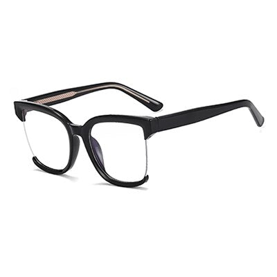 Ralferty Women's  Semi Rim Square Oversized Tr 90 Acetate Eyeglasses Semi Rim Ralferty C1 Black China