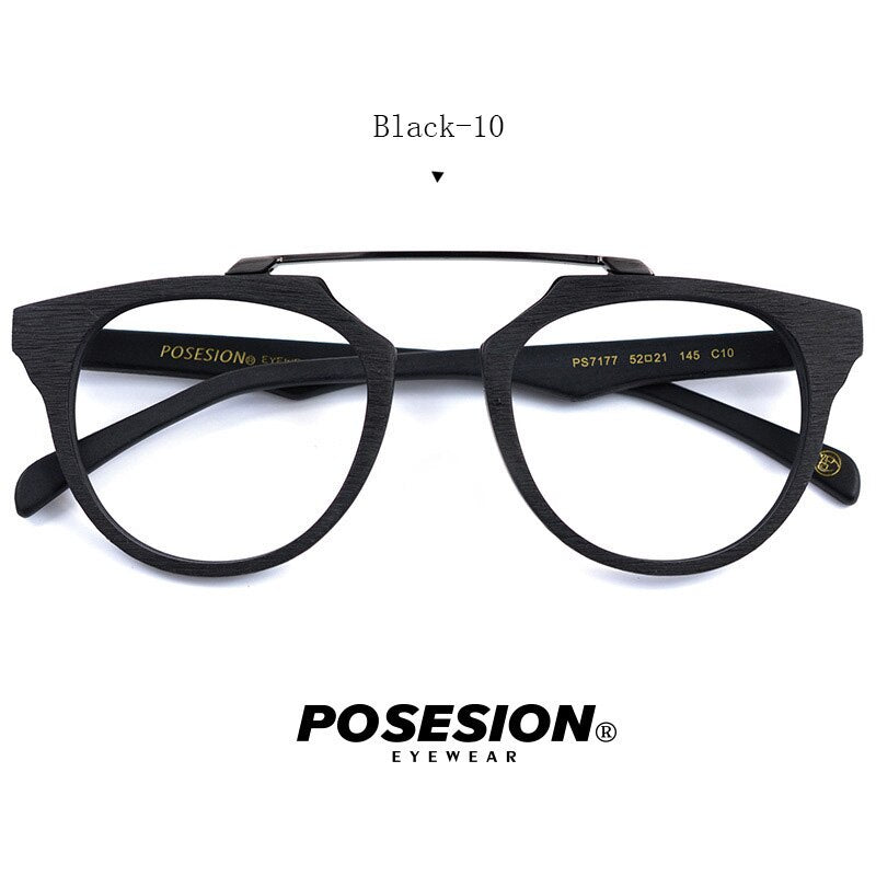 Hdcrafter Unisex Full Rim Round Acetate Eyeglasses Ps7177 Full Rim Hdcrafter Eyeglasses Black