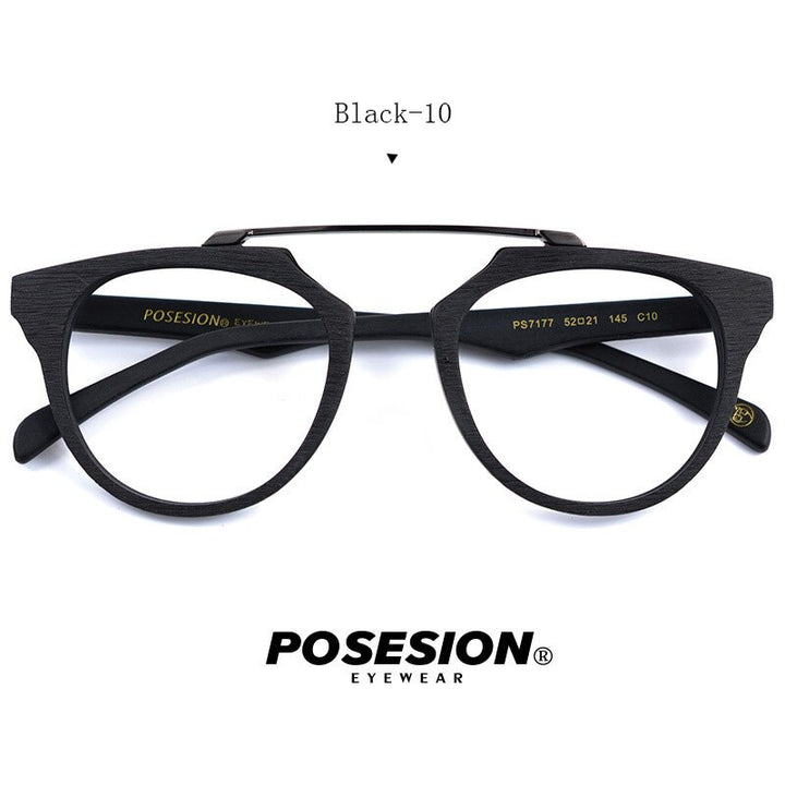 Hdcrafter Unisex Full Rim Round Acetate Eyeglasses Ps7177 Full Rim Hdcrafter Eyeglasses Black