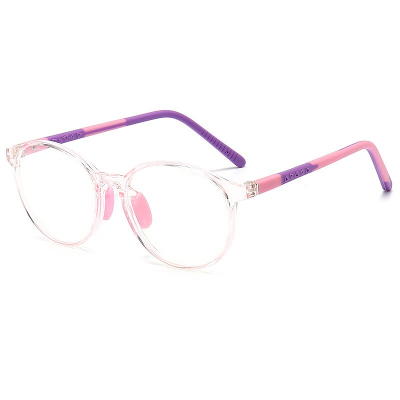 CCspace Unisex Youth Full Rim Round Silicone Eyeglasses 54672 Full Rim CCspace Pink purple China