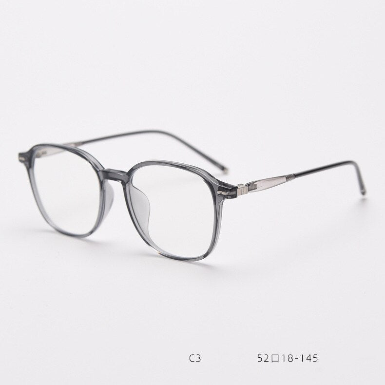 CCspace Unisex Full Rim Square Tr 90 Titanium Eyeglasses 55686 Full Rim CCspace Gray China