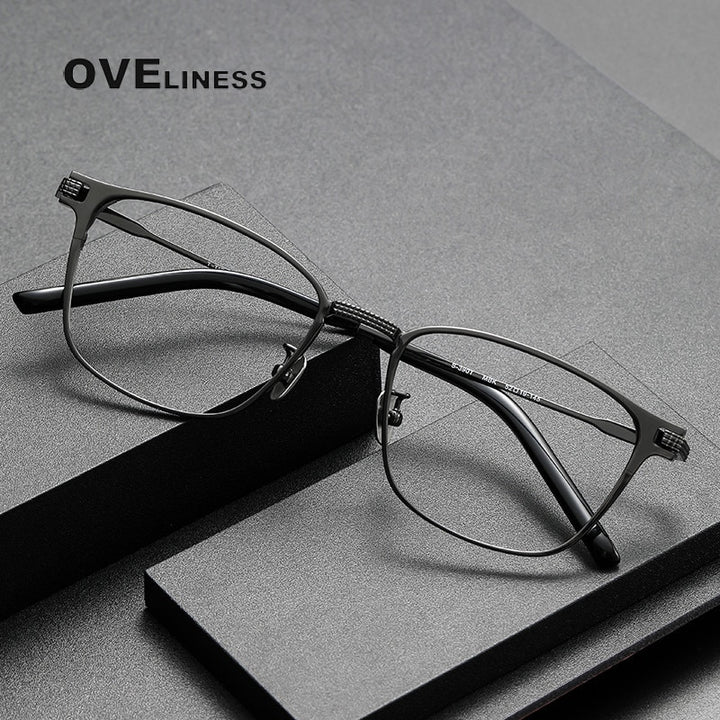 Oveliness Unisex Full Rim Square Titanium Eyeglasses 390 Full Rim Oveliness   