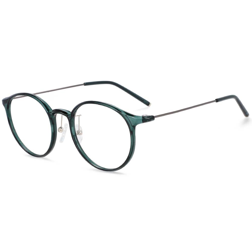 CCspace Unisex Full Rim Round Tr 90 Titanium Frame Eyeglasses 54274 Full Rim CCspace China C69dark-green