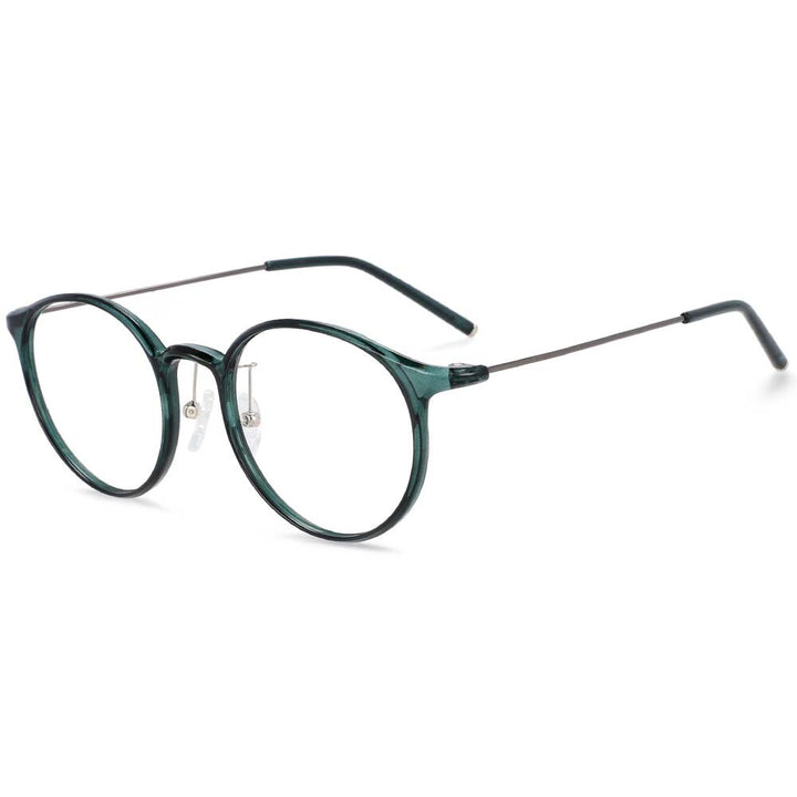 CCspace Unisex Full Rim Round Tr 90 Titanium Frame Eyeglasses 54274 Full Rim CCspace China C69dark-green