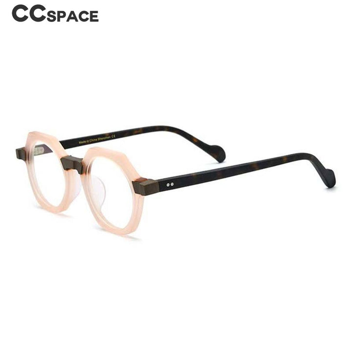 CCspace Unisex Full Rim Irregular Round Acetate Eyeglasses 54700 Full Rim CCspace