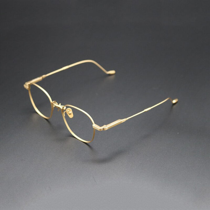 Gatenac Unisex Full Rim Square Titanium Frame Eyeglasses Gxyj421 Full Rim Gatenac Gold