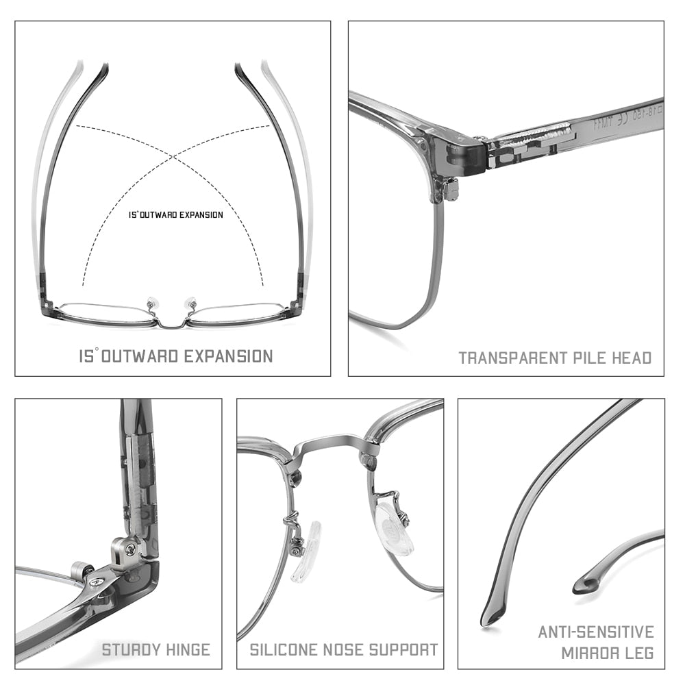 Gmei Unisex Full Rim Square Alloy Tr 90 Eyeglasses Tm11 Full Rim Gmei Optical