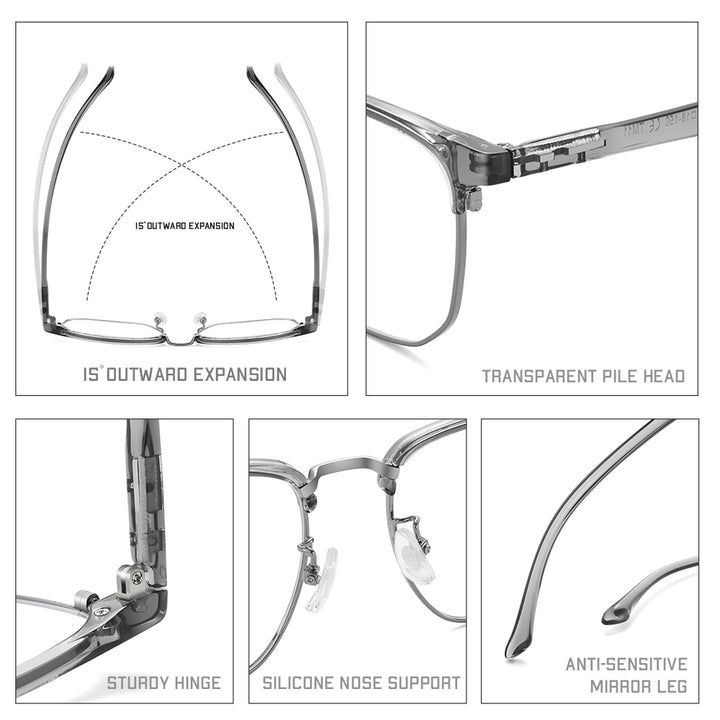 Gmei Unisex Full Rim Square Alloy Tr 90 Eyeglasses Tm11 Full Rim Gmei Optical   