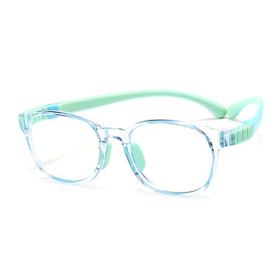 Ralferty Unisex Children's Full Rim Round Square Tr 90 Silicone Eyeglasses M91029 Full Rim Ralferty C6 Clear Blue China 