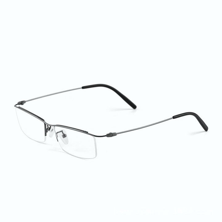 Hdcrafter Men's Semi Rim Square Titanium Eyeglasses 6688 Semi Rim Hdcrafter Eyeglasses Gray