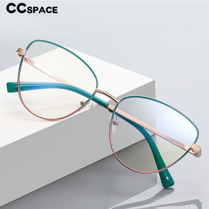 CCspace Unisex Full Rim Square Cat Eye Spring Hinge Alloy Eyeglasses 56273 Full Rim CCspace