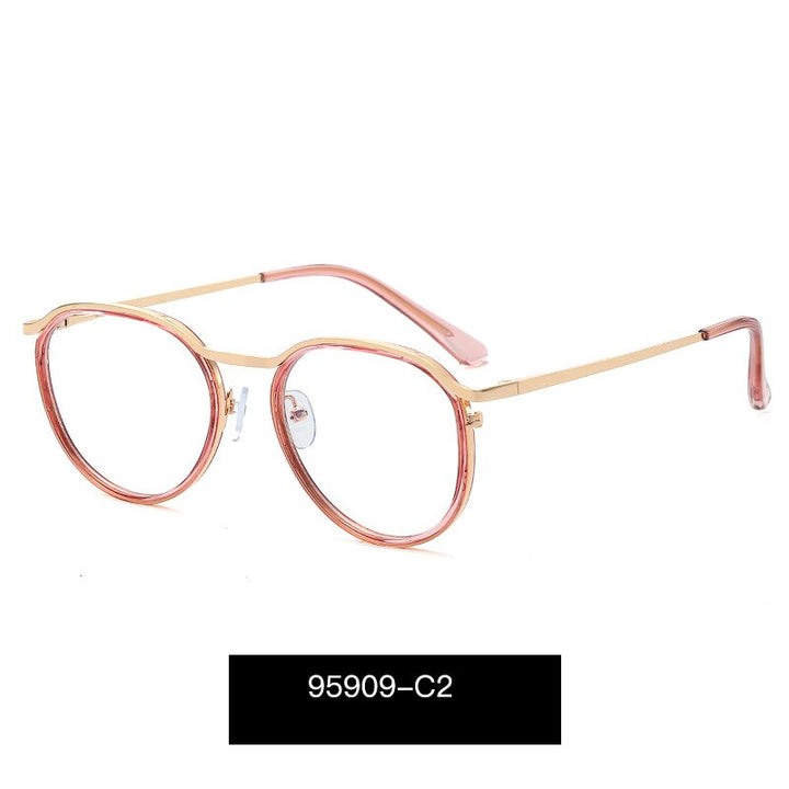 Hotony Women's Full Rim Round TR 90 Resin Alloy Frame Eyeglasses 95909 Full Rim Hotony C2