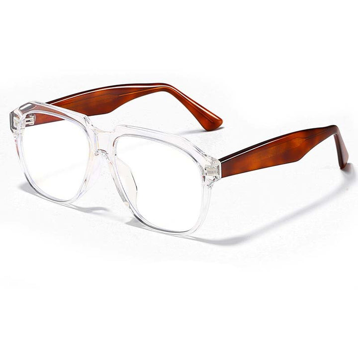 CCspace Unisex Full Rim Large Square Acetate Eyeglasses 55063 Full Rim CCspace China Clear