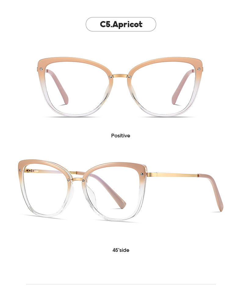 Gmei Women's Full Rim TR 90 Metal Cat Eye Frame Eyeglasses 2076 Full Rim Gmei Optical