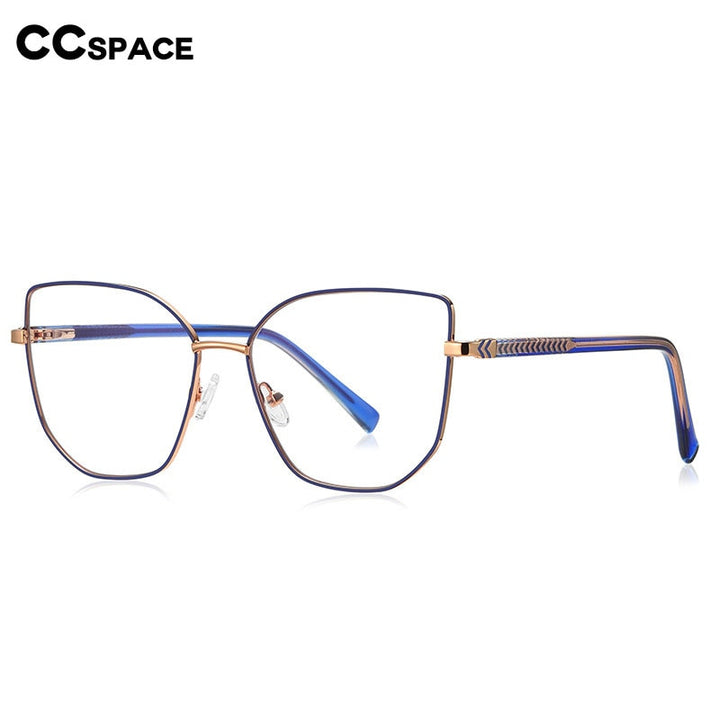 CCspace Unisex Full Rim Square Cat Eye Alloy Eyeglasses 55710 Full Rim CCspace