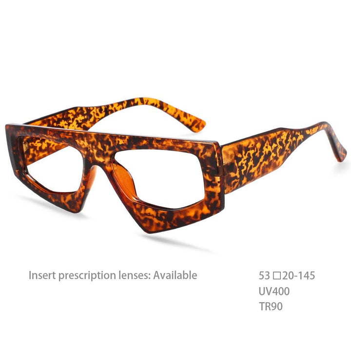 CCspace Unisex Full Rim Irregular Rectangle Acetate Eyeglasses 54421 Full Rim CCspace China Leopard