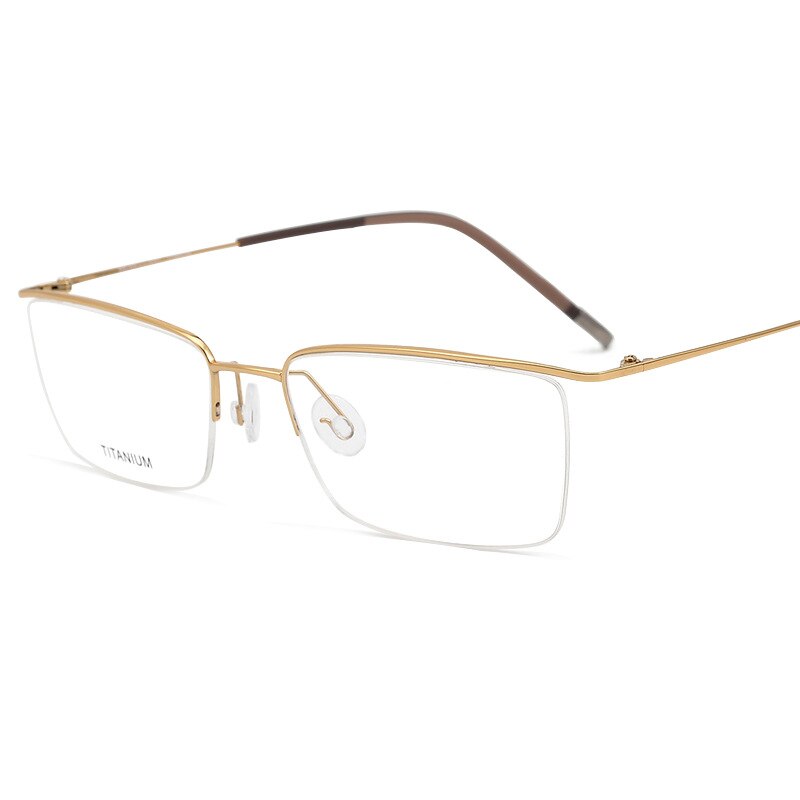 Hdcrafter Men's Semi Rim Square Titanium Eyeglasses 5502 Semi Rim Hdcrafter Eyeglasses