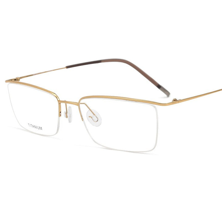Hdcrafter Men's Semi Rim Square Titanium Eyeglasses 5502 Semi Rim Hdcrafter Eyeglasses