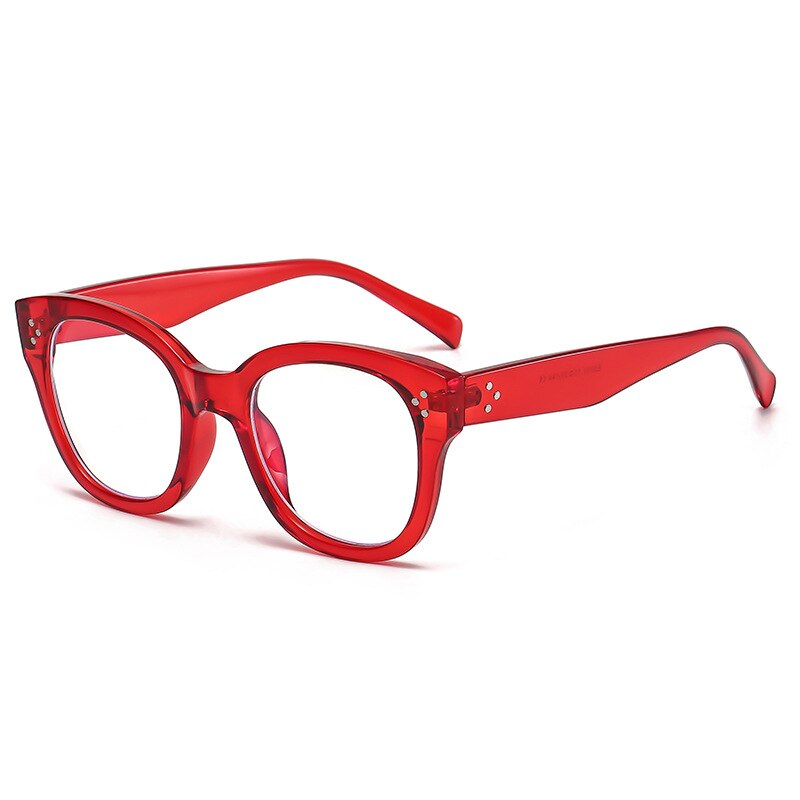 CCspace Unisex Full Rim Square Acetate Alloy Rivet Frame Eyeglasses 54152 Full Rim CCspace C4 red