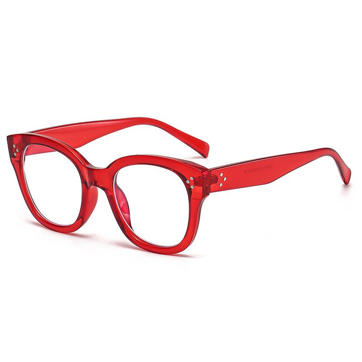 CCspace Unisex Full Rim Square Acetate Alloy Rivet Frame Eyeglasses 54152 Full Rim CCspace C4 red