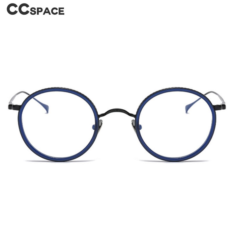 CCspace Unisex Full Rim Round Titanium Eyeglasses 53234 Full Rim CCspace