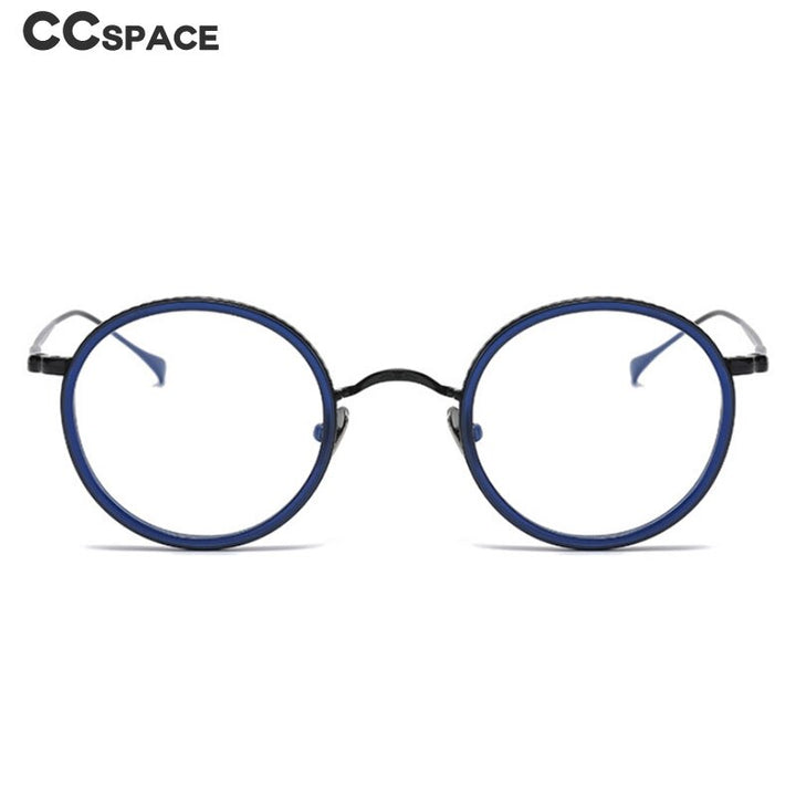 CCspace Unisex Full Rim Round Titanium Eyeglasses 53234 Full Rim CCspace
