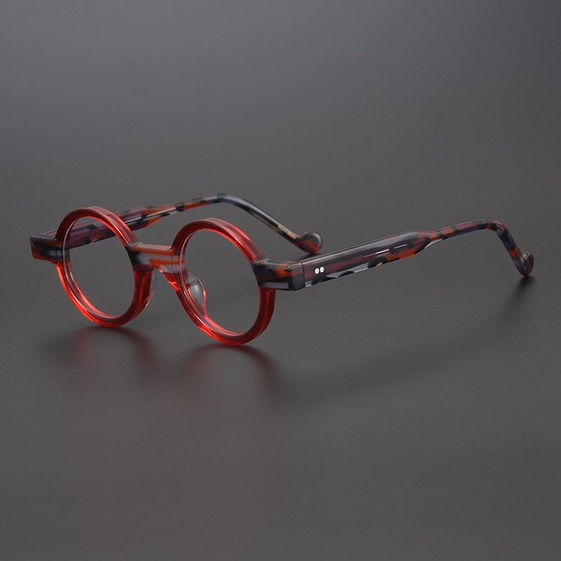 CCspace Unisex Full Rim Round Acetate Steampunk Eyeglasses 55104 Full Rim CCspace Red China