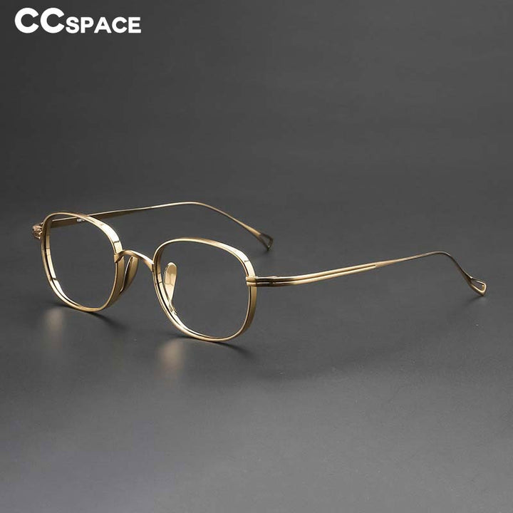 CCspace Unisex Full Rim Hand Crafted Round Titanium Frame Eyeglasses 54595 Full Rim CCspace