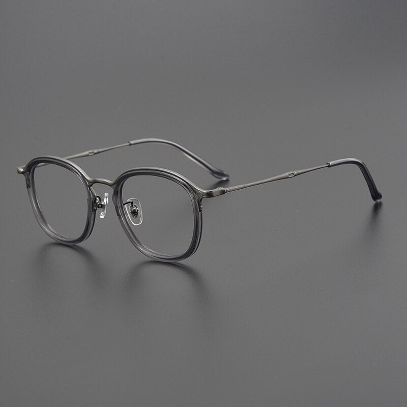 Gatenac Unisex Full Rim Round Square Titanium Eyeglasses Gxyj964 Full Rim Gatenac Gray
