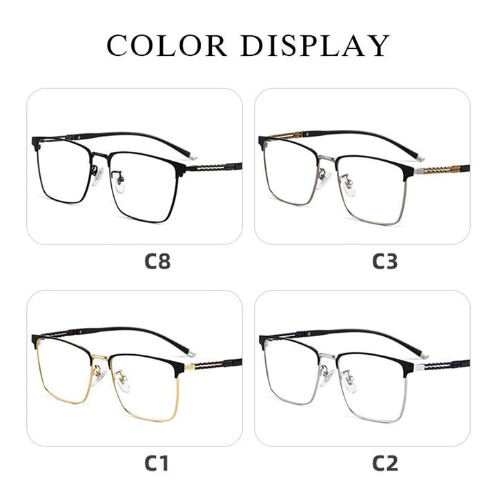 Hotochki Men's Full Rim Square Tr 90 Titanium Frame Eyeglasses T8611t Full Rim Hotochki