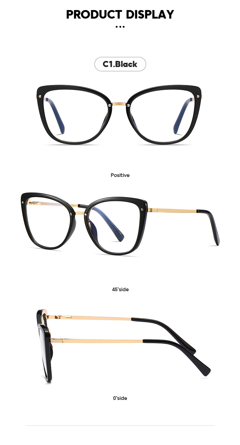 Gmei Women's Full Rim TR 90 Metal Cat Eye Frame Eyeglasses 2076 Full Rim Gmei Optical