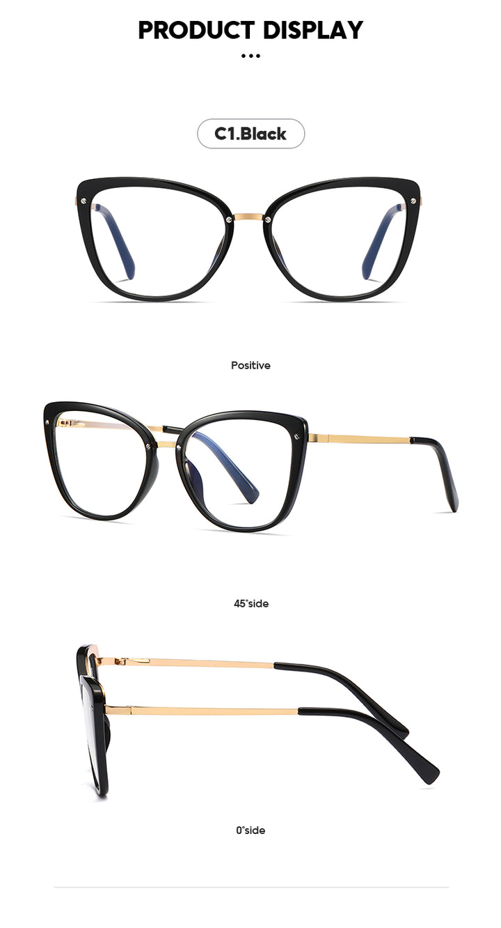 Gmei Women's Full Rim TR 90 Metal Cat Eye Frame Eyeglasses 2076 Full Rim Gmei Optical