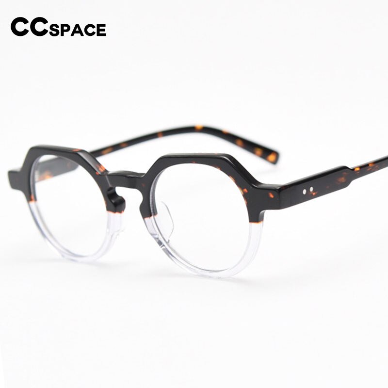 CCspace Unisex Full Rim Polygon Acetate Eyeglasses 55273 Full Rim CCspace