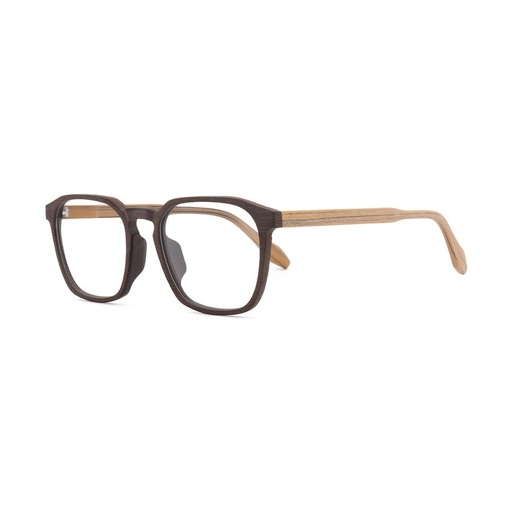 Hdcrafter Unisex Full Rim Square Wood Alloy Eyeglasses 1692 Full Rim Hdcrafter Eyeglasses
