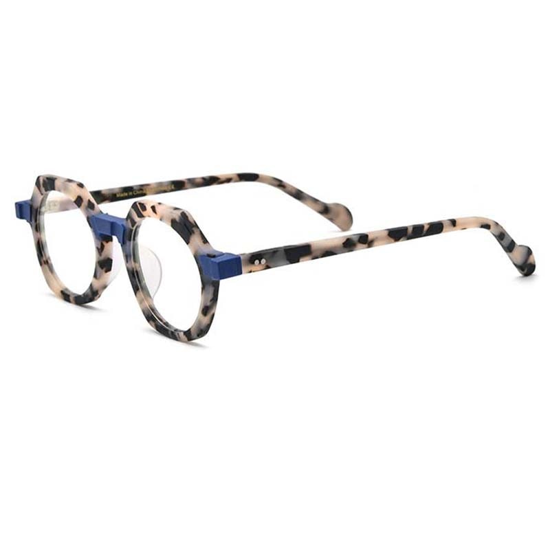 CCspace Unisex Full Rim Irregular Round Acetate Eyeglasses 54700 Full Rim CCspace Matte leopard China