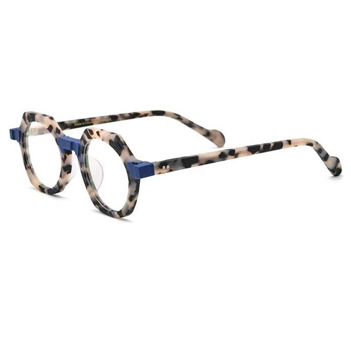 CCspace Unisex Full Rim Irregular Round Acetate Eyeglasses 54700 Full Rim CCspace Matte leopard China