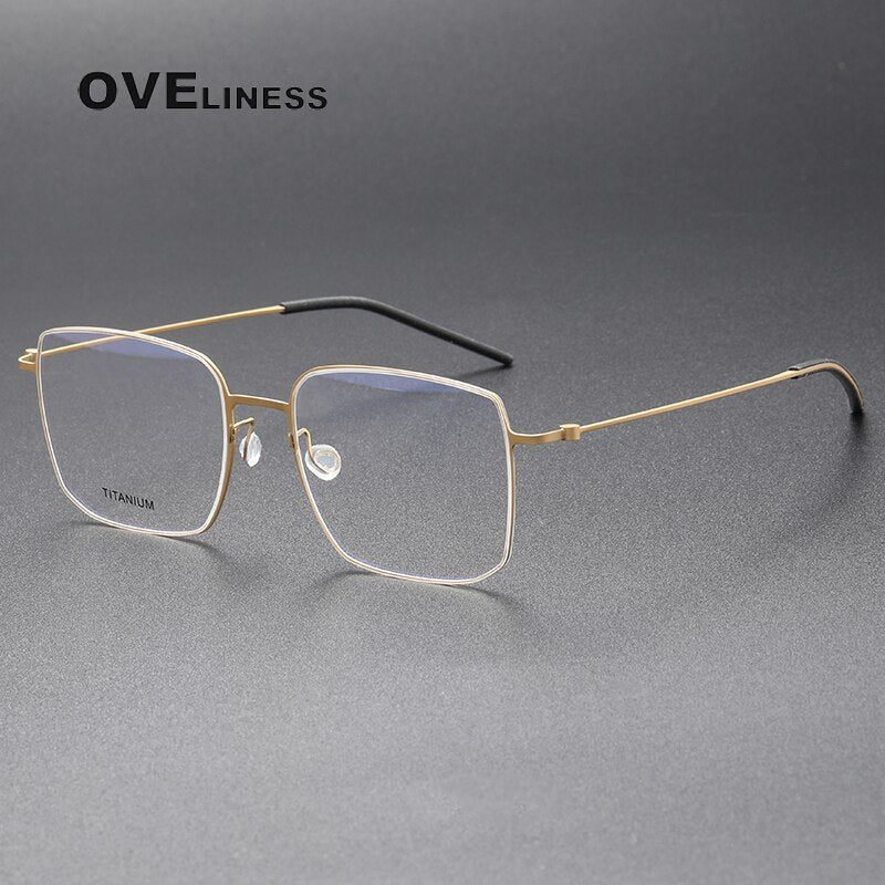 Oveliness Unisex Full Rim Square Screwless Titanium Eyeglasses 5511 Full Rim Oveliness gold
