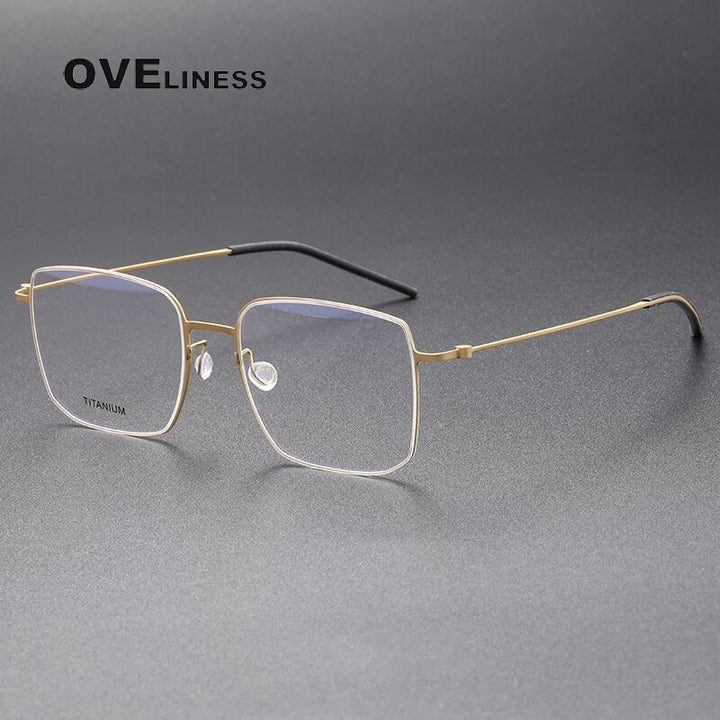 Oveliness Unisex Full Rim Square Screwless Titanium Eyeglasses 5511 Full Rim Oveliness gold