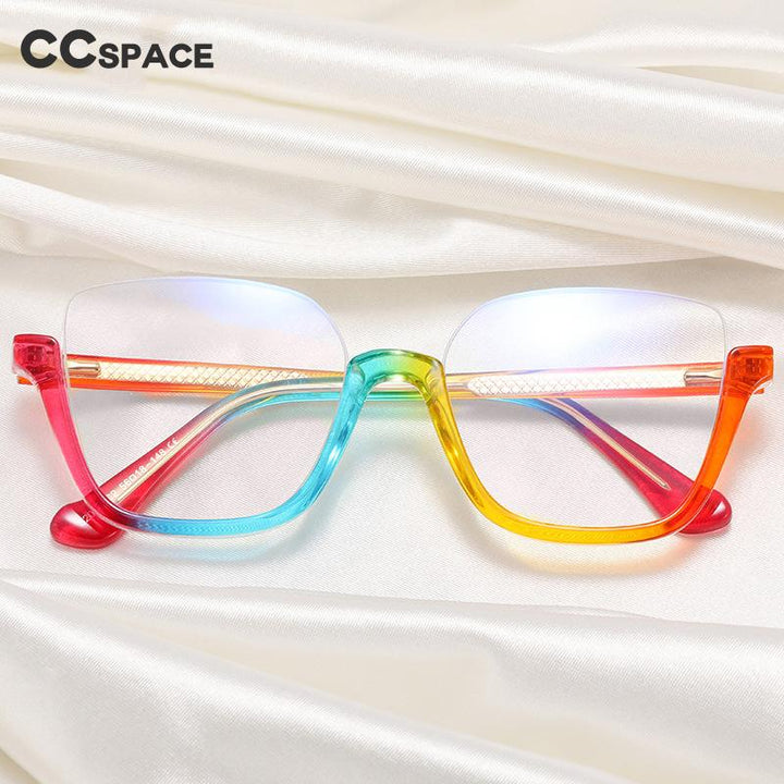 CCspace Women's Semi Rim Big Square Tr 90 Titanium Eyeglasses 55066 Semi Rim CCspace