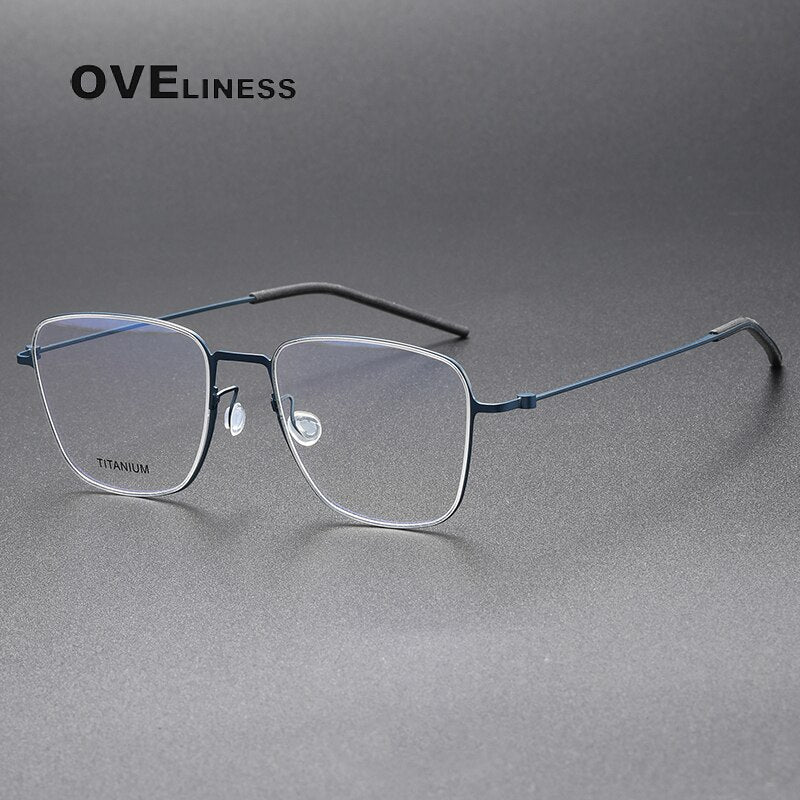 Oveliness Unisex Full Rim Square Titanium Eyeglasses 5506 Full Rim Oveliness blue