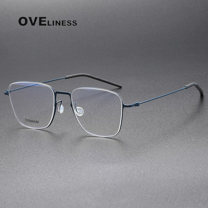 Oveliness Unisex Full Rim Square Titanium Eyeglasses 5506 Full Rim Oveliness blue