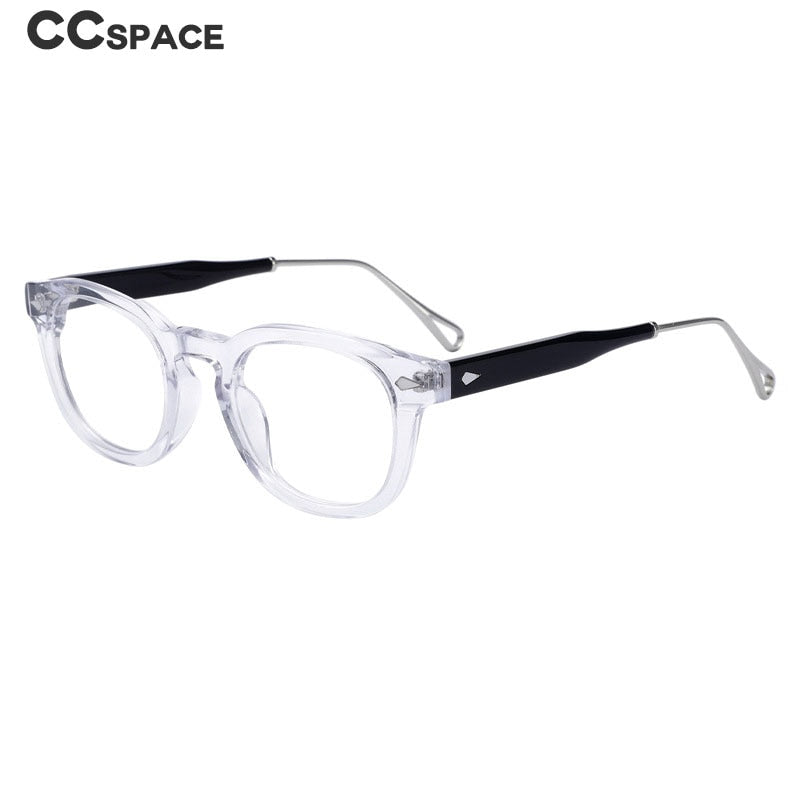 CCspace Men's Full Rim Square Round Acetate Alloy Eyeglasses 55280 Full Rim CCspace