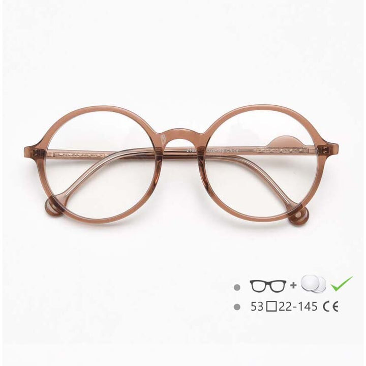 CCspace Unisex Full Rim Round Acetate Frame Eyeglasses 54613 Full Rim CCspace Tea China