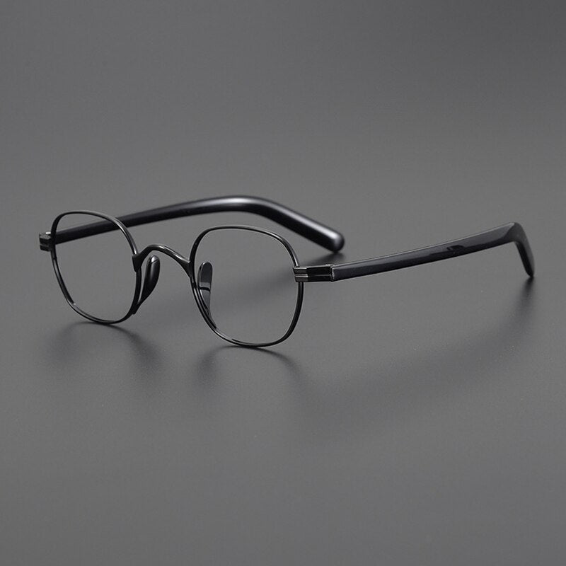 Gatenac Unisex Full Rim Small Square Acetate Titanium Eyeglasses Gxyj1014 Full Rim Gatenac Black